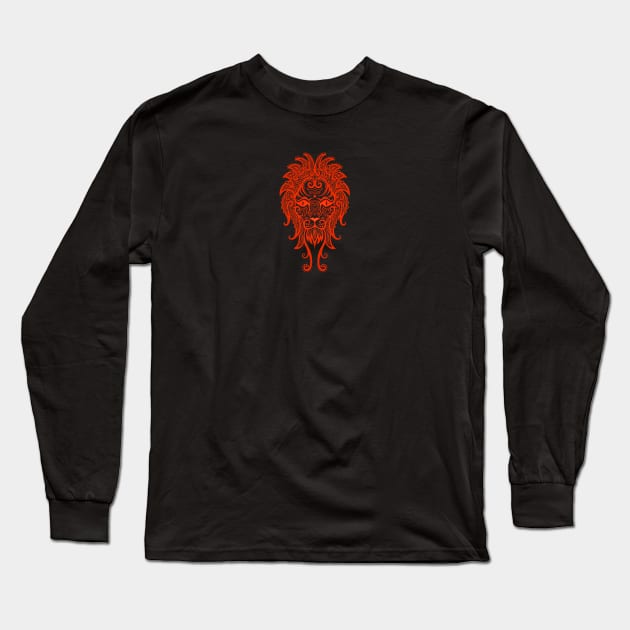 Red Leo Zodiac Sign Long Sleeve T-Shirt by jeffbartels